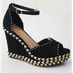 BAMBOO PEEP TOE WEDGE ESPADRILLES